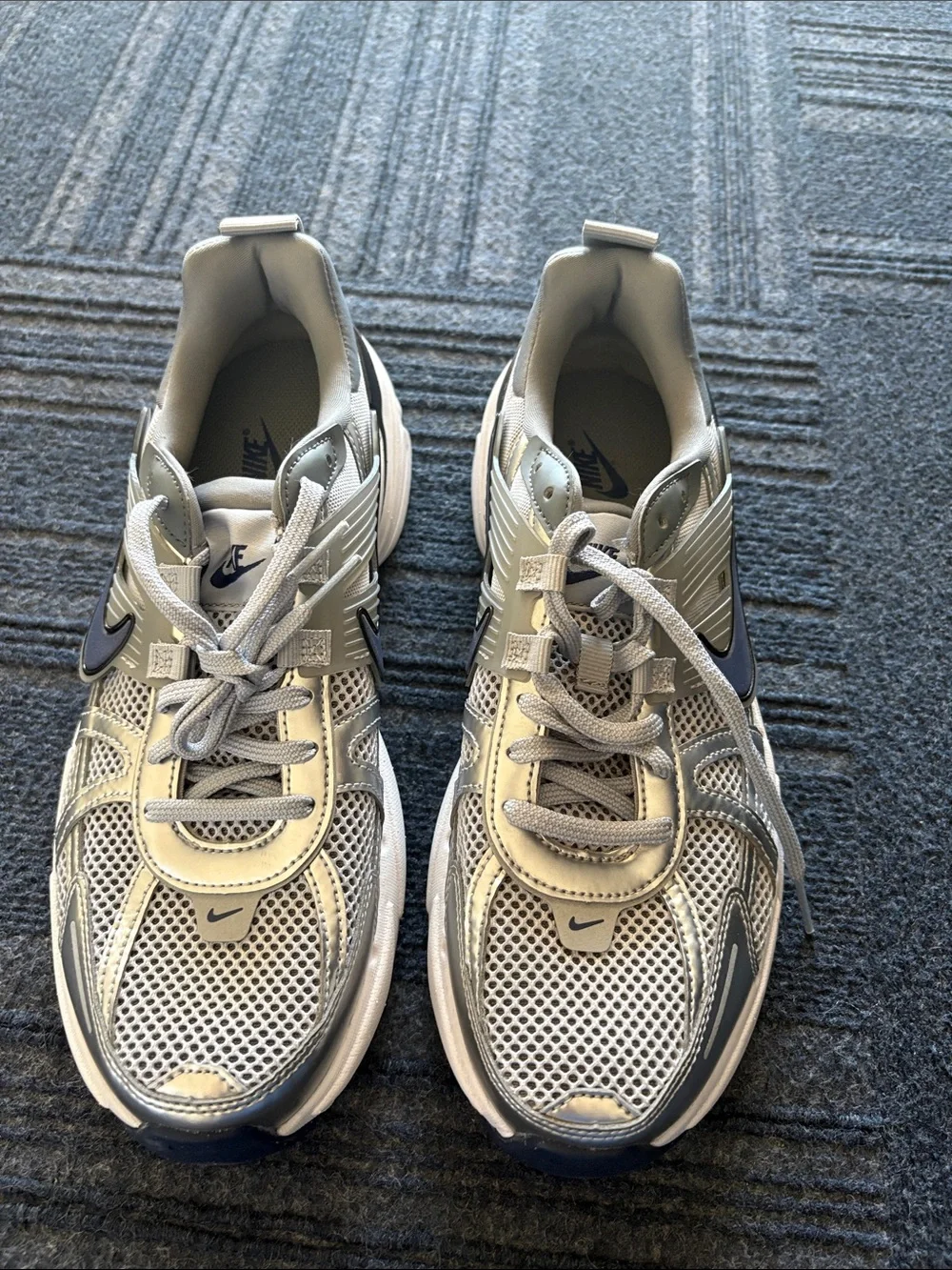 Nike V2K Wolf Grey and Navy  Athletic Running  Sneakers 10.5 women’s or 9 men’s